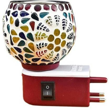 Ceramic Muticoloured Electric Kapoordani Incense Burner Aroma Burner With Night Lamp